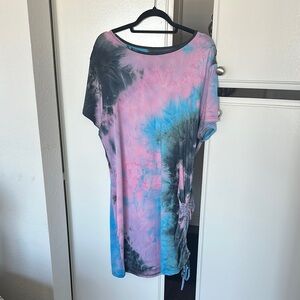 SHEIN Tie-Dye Dress in Pink, Blue, and Black